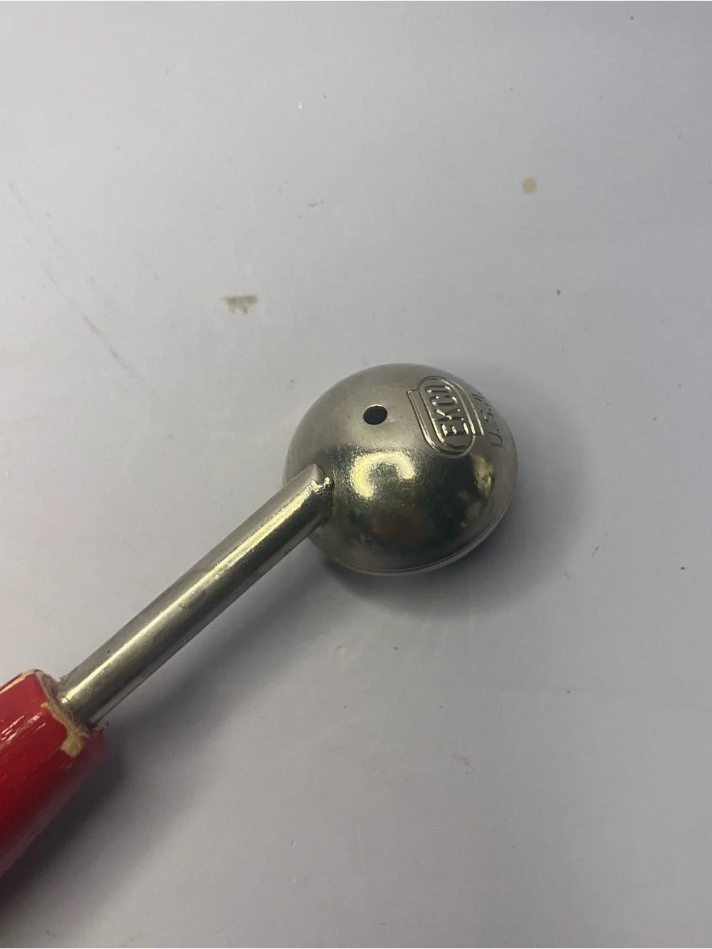 Vintage EKCO Red Handle Double-Ended Melon Baller with Metal Scoops
